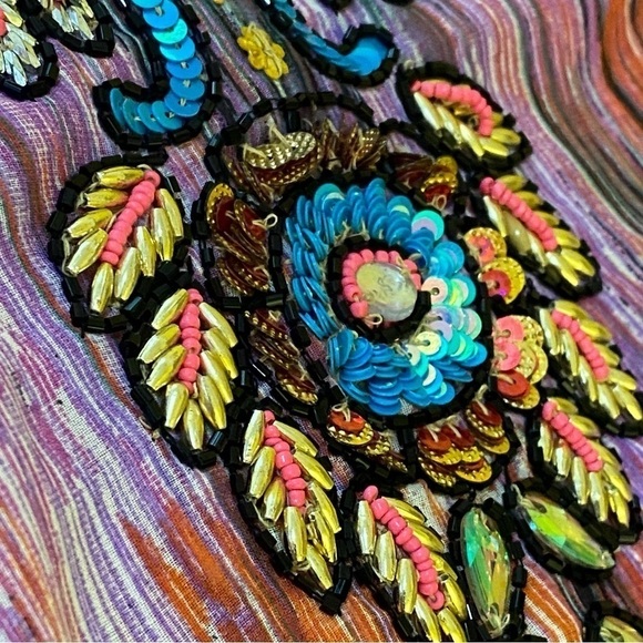 Lucky & Coco  Womens Size M Boho Beaded Colorful Statement Swim Coverup Tunic - Picture 9 of 9